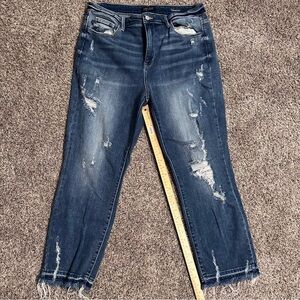 Judy Blue Capri/ankle straight jeans.  Distressed